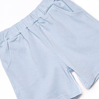 Playtime Pal Pima Embroidered Short Set, Light Blue Stripe