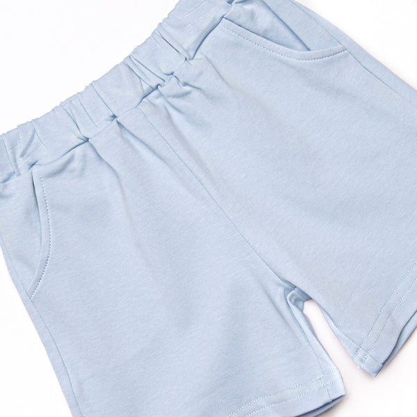 Playtime Pal Pima Embroidered Short Set, Light Blue Stripe