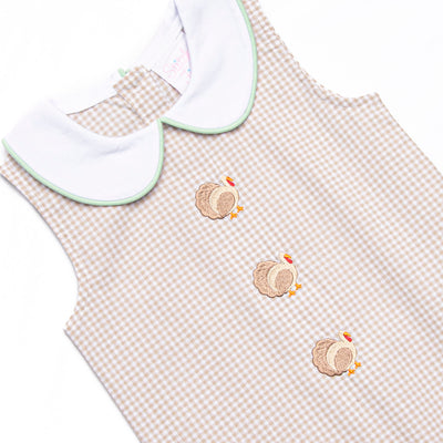 Tailfeather Craze Trio Embroidered Jon Jon, Tan Gingham