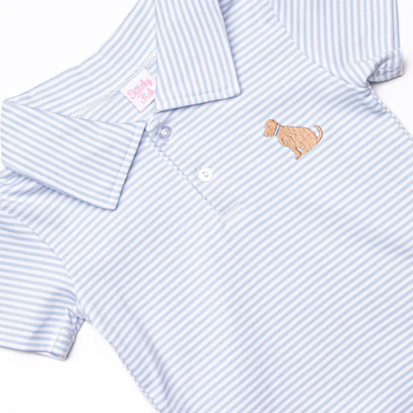 Playtime Pal Pima Embroidered Short Set, Light Blue Stripe