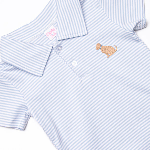 Playtime Pal Pima Embroidered Short Set, Light Blue Stripe