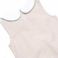 Tailfeather Craze Trio Embroidered Jon Jon, Tan Gingham