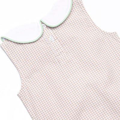 Tailfeather Craze Trio Embroidered Jon Jon, Tan Gingham