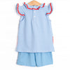Big Time Learner Applique Short Set, Blue