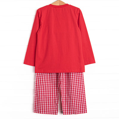 Mousin' Around Smocked Pant Set, Red