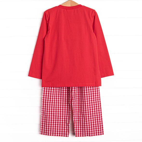 Mousin' Around Smocked Pant Set, Red