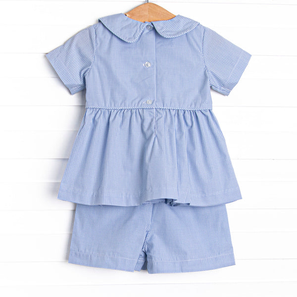 Bleu: Shipley Smocked Short Set, Blue Gingham