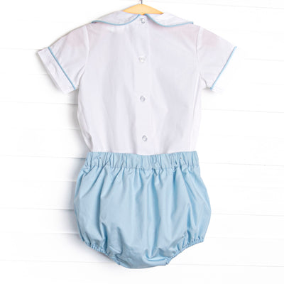 Bleu: Rowan Smocked Button-On Bubble, Blue