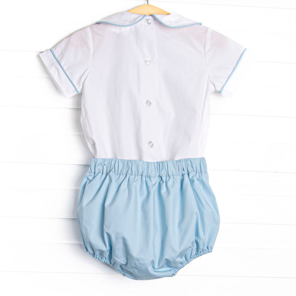 Bleu: Rowan Smocked Button-On Bubble, Blue