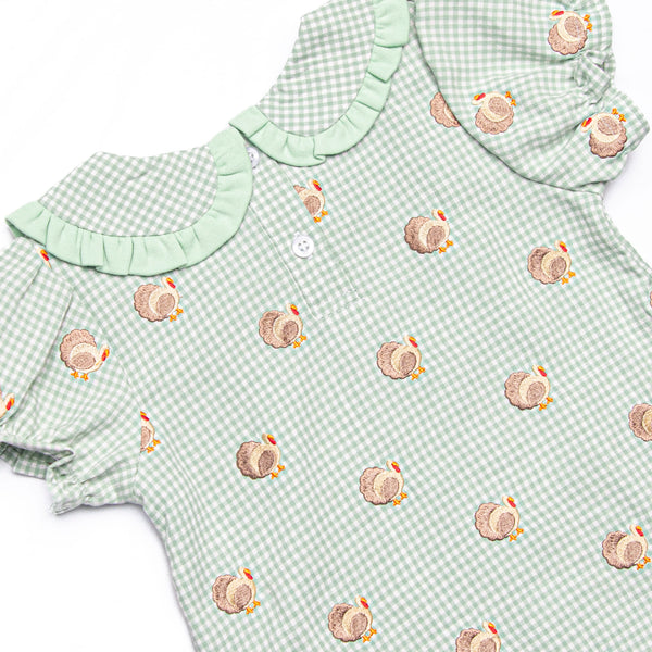 Tailfeather Craze Embroidered Legging Set, Green Gingham