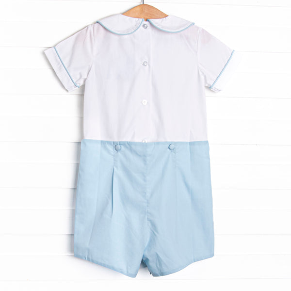 Bleu: Rowan Smocked Button-On Short Set, Blue