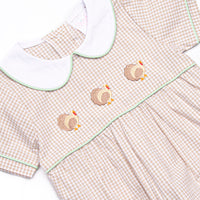 Tailfeather Craze Trio Embroidered Bubble, Tan Gingham