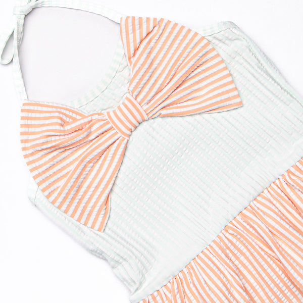 Coastal Coral Skirted One Piece, Blue