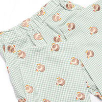 Tailfeather Craze Embroidered Pant Set, Green Gingham