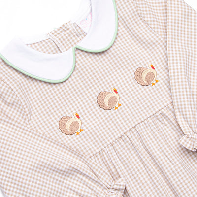 Tailfeather Craze Trio Embroidered Legging Set, Tan Gingham