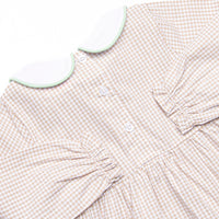 Tailfeather Craze Trio Embroidered Legging Set, Tan Gingham