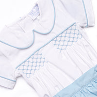 Bleu: Rowan Smocked Button-On Bubble, Blue