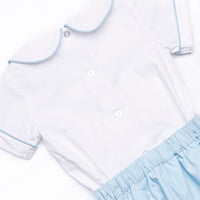 Bleu: Rowan Smocked Button-On Bubble, Blue