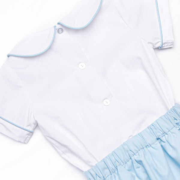 Bleu: Rowan Smocked Button-On Bubble, Blue