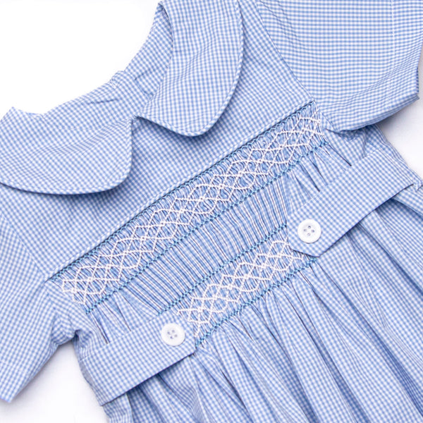 Bleu: Shipley Smocked Short Set, Blue Gingham