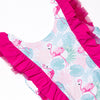 Palm Frond Flamingo Tankini, Blue