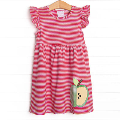 Snack Time Slices Applique Dress, Red