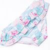 Palm Frond Flamingo Tankini, Blue