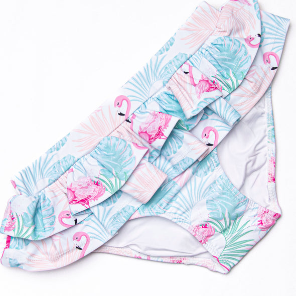 Palm Frond Flamingo Tankini, Blue