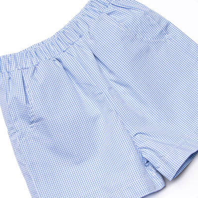 Bleu: Shipley Smocked Short Set, Blue Gingham