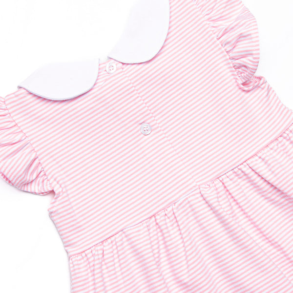 Savanna Stripes Embroidered Dress, Pink