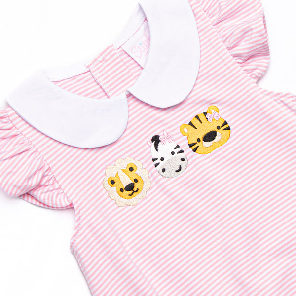 Savanna Stripes Embroidered Bubble, Pink