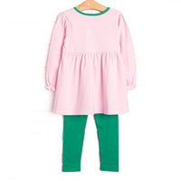 Holiday Glow Applique Legging Set, Pink