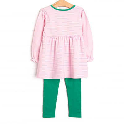 Holiday Glow Applique Legging Set, Pink