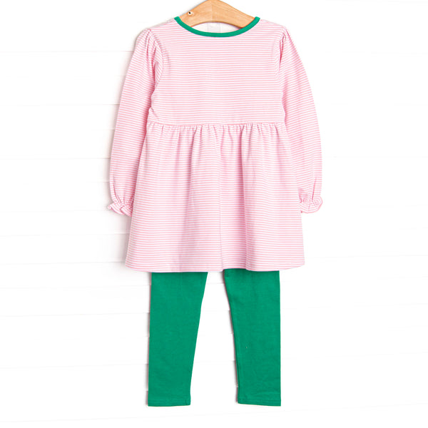 Holiday Glow Applique Legging Set, Pink
