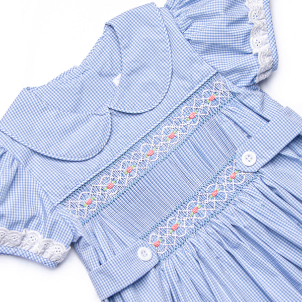 Bleu: Sellers Smocked Bubble, Blue Gingham