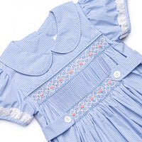 Bleu: Sellers Smocked Dress, Blue Gingham