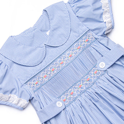Bleu: Sellers Smocked Dress, Blue Gingham
