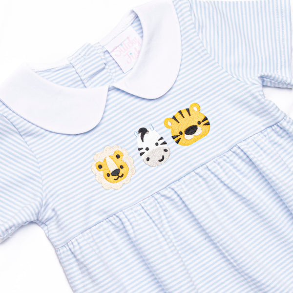 Savanna Stripes Embroidered Bubble, Blue