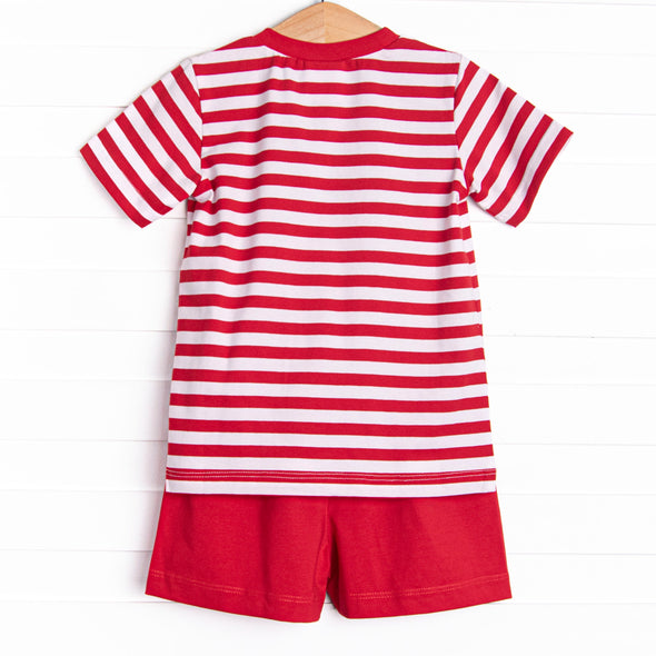 Life Is A Highway Applique Short Set, Red