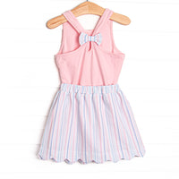 Palm Beach Pinstripe Skirt Set, Pink