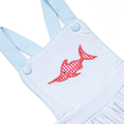 Marlin Marina Applique Short Romper, Blue