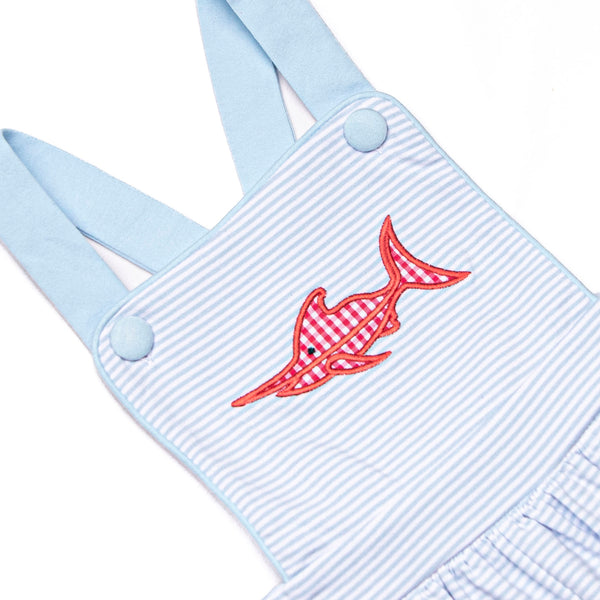 Marlin Marina Applique Short Romper, Blue