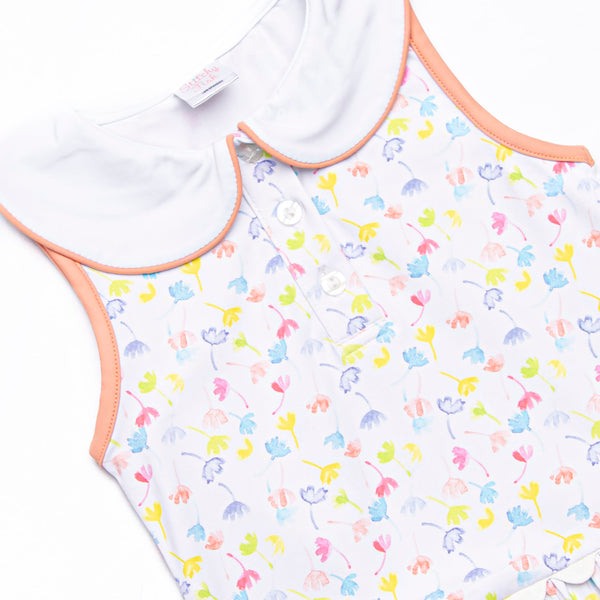 Watercolor Wildflowers Tennis Dress, Orange