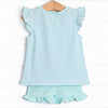 Sweet Tooth Applique Ruffle Short Set, Blue