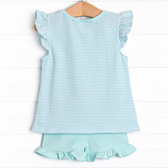Sweet Tooth Applique Ruffle Short Set, Blue
