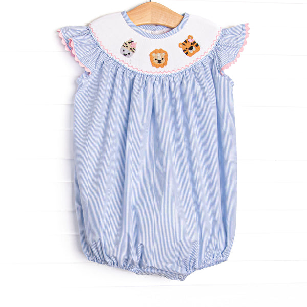Savanna Stripes Smocked Girl Bubble, Blue