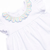 Rainbow Waves Ruffle Neck Short Set, Blue
