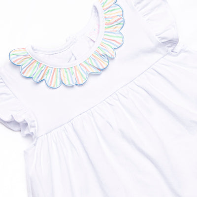 Rainbow Waves Ruffle Neck Short Set, Blue