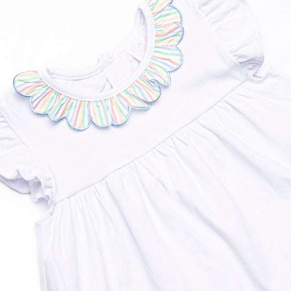 Rainbow Waves Ruffle Neck Short Set, Blue
