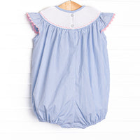 Savanna Stripes Smocked Girl Bubble, Blue